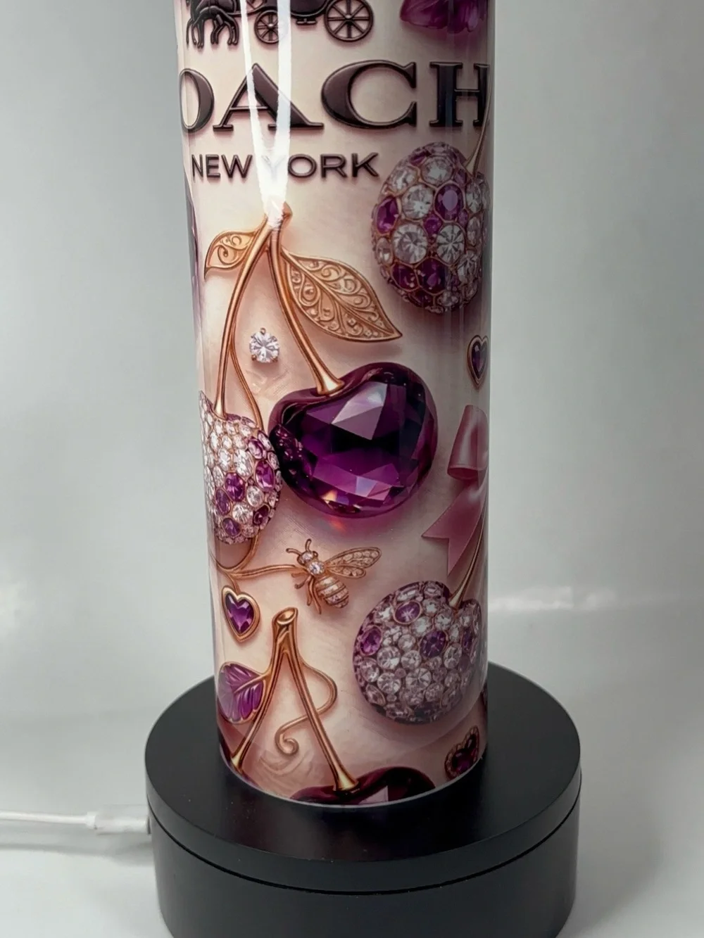 Tumbler 20 oz Coach Pink and Purple Cherry Accent Lantern